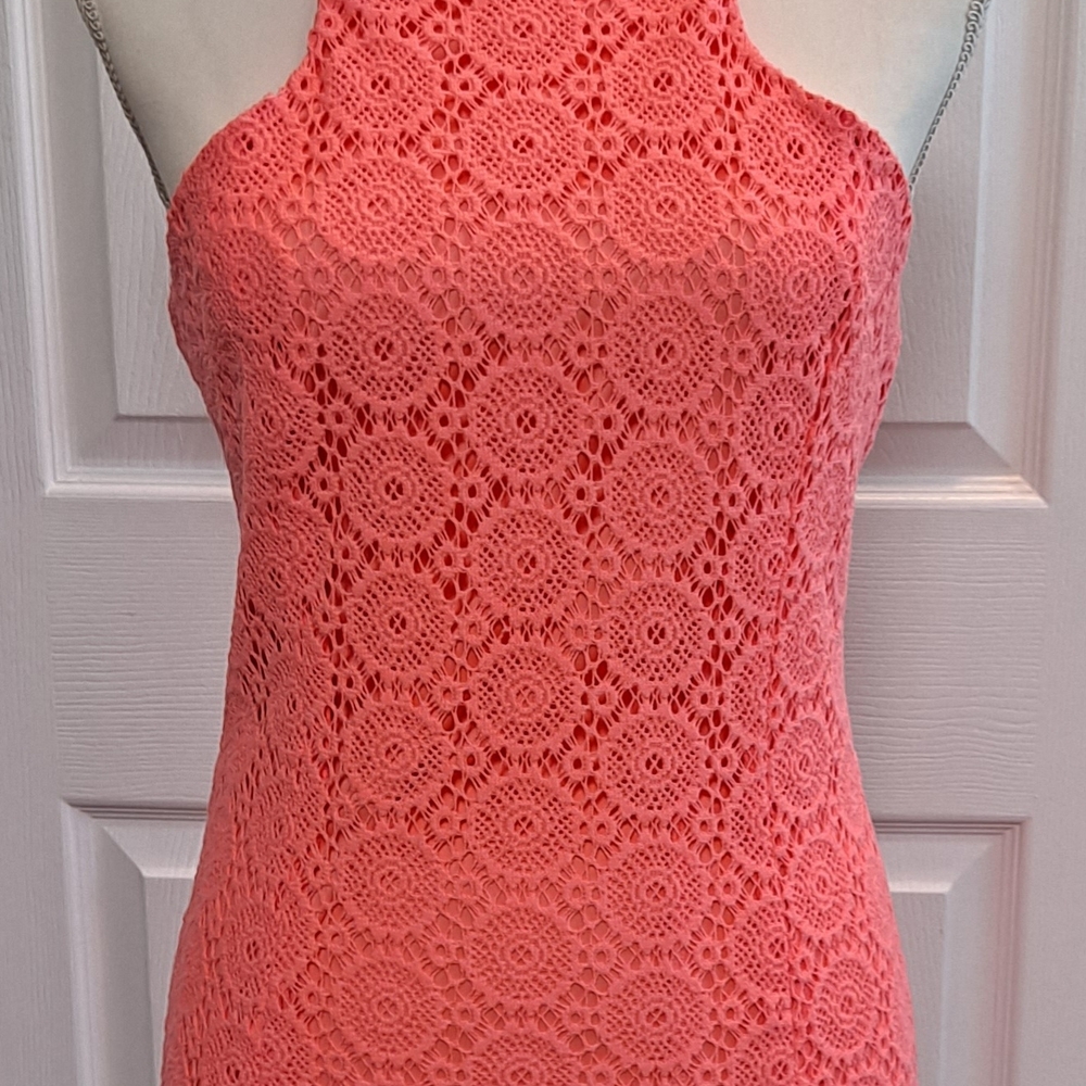 NWT $158 Lilly Pulitzer Costello Pucker Pink Breakers Crochet Knit Dress-Medium